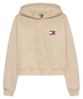 SUDADERA CON CAPUCHA RELAXED FIT CON BANDERA ONDULADA WHITE