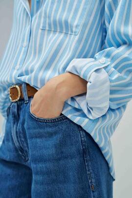 CAMISA LIGHTDENIM LOOSE FIT RAYAS AZULES
