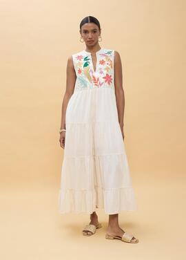 VESTIDO VOLANTES LORO CRUDO-MULTICOLOR