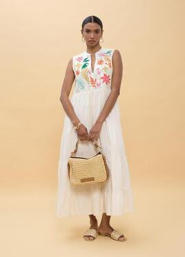 VESTIDO VOLANTES LORO CRUDO-MULTICOLOR