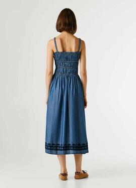 VESTIDO LARGO DE TIRANTES CASS TENCEL 551 BLUE