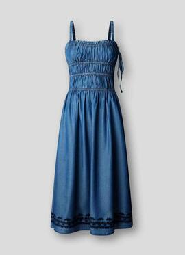 VESTIDO LARGO DE TIRANTES CASS TENCEL 551 BLUE