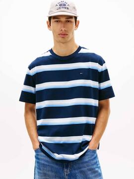 CAMISETA MANGA CORTA RELAXED FIT DE RAYAS SWEET BLUE STRIPE