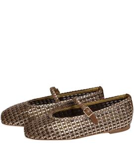 BAILARINAS ALPE PRETTY TRENZADO MARRÓN METALIZADO PLATA