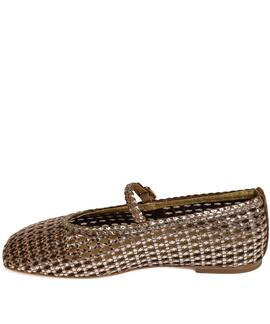 BAILARINAS ALPE PRETTY TRENZADO MARRÓN METALIZADO PLATA
