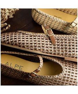 BAILARINAS ALPE PRETTY TRENZADO MARRÓN METALIZADO PLATA