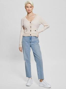 CARDIGAN MARTI STRIPE RIB SLIM FIT PEARL OYSTER MULTI
