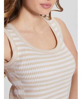 TOP MARTI TANK STRIPE RIB SLIM FIT PEARL OYSTER MULTI