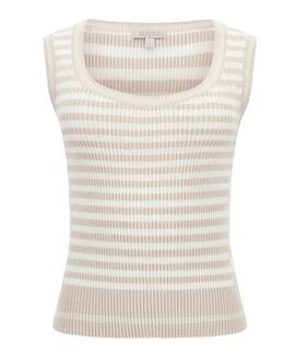 TOP MARTI TANK STRIPE RIB SLIM FIT PEARL OYSTER MULTI
