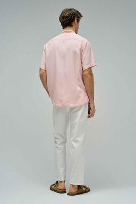 CAMISA MANGA CORTA EN DENIM LIGERO LYOCELL ROSA