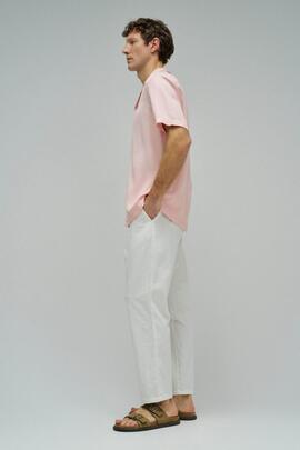 CAMISA MANGA CORTA EN DENIM LIGERO LYOCELL ROSA