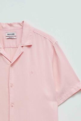 CAMISA MANGA CORTA EN DENIM LIGERO LYOCELL ROSA