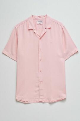 CAMISA MANGA CORTA EN DENIM LIGERO LYOCELL ROSA