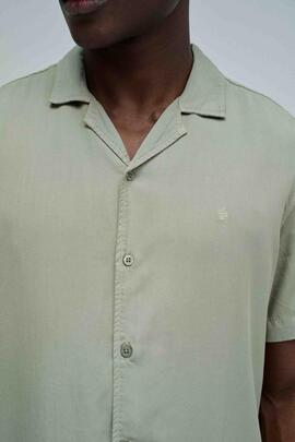 CAMISA MANGA CORTA EN DENIM LIGERO LYOCELL VERDE CAQUI