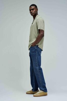 CAMISA MANGA CORTA EN DENIM LIGERO LYOCELL VERDE CAQUI