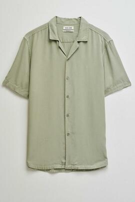CAMISA MANGA CORTA EN DENIM LIGERO LYOCELL VERDE CAQUI