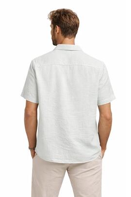 CAMISA MANGA CORTA TEXTURIZADA DE ALGODÓN CON EFECTO LINO BL
