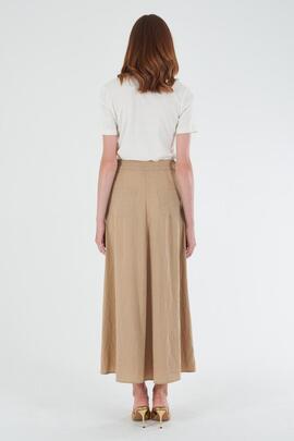 FALDA MIDI MEZCLA DE LINO COLOR FANGO