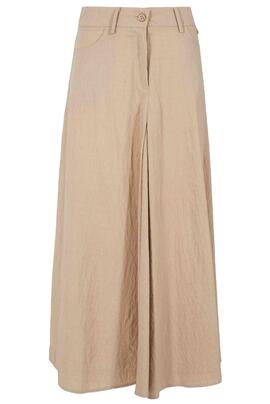 FALDA MIDI MEZCLA DE LINO COLOR FANGO