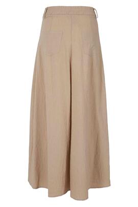 FALDA MIDI MEZCLA DE LINO COLOR FANGO