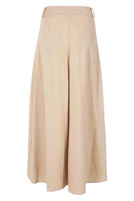FALDA MIDI MEZCLA DE LINO COLOR BEIGE