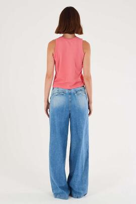 PANTALÓN VAQUERO BOLSO CHINO WIDE LEG MID STONE WASH