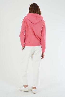 SUDADERA DE MUJER CON CAPUCHA Y LOGO STRASS COLOR