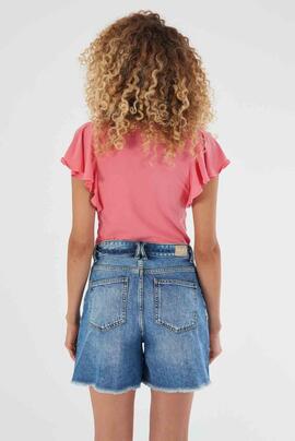 CAMISETA DE MUJER CON LOGO STRASS COLOR ROSA