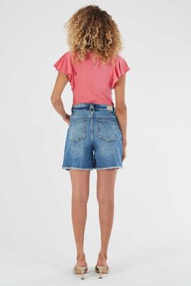 CAMISETA DE MUJER CON LOGO STRASS COLOR ROSA