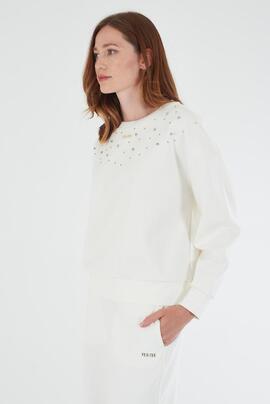 SUDADERA DE MUJER CON APLIQUES DE PEDRERÍA COLOR B