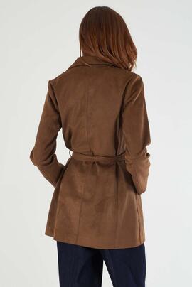 TRENCH DE MUJER ECOPIEL EFECTO ANTE COLOR MARRÓN