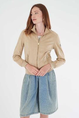 CAZADORA DE MUJER EFECTO ANTE COLOR BEIGE