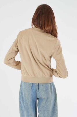 CAZADORA DE MUJER EFECTO ANTE COLOR BEIGE