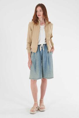 CAZADORA DE MUJER EFECTO ANTE COLOR BEIGE