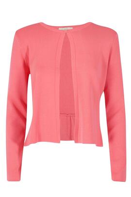 CHAQUETA DE PUNTO PARA MUJER COLOR ROSA CON CIERRE DE GANCHO