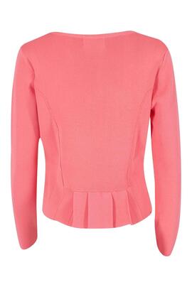 CHAQUETA DE PUNTO PARA MUJER COLOR ROSA CON CIERRE DE GANCHO