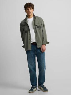 SOBRECAMISA PARCHES VERDE CAQUI