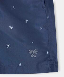 BAÑADOR CON MINIRAQUETAS AZUL MARINO