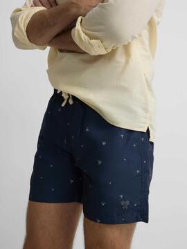 BAÑADOR CON MINIRAQUETAS AZUL MARINO