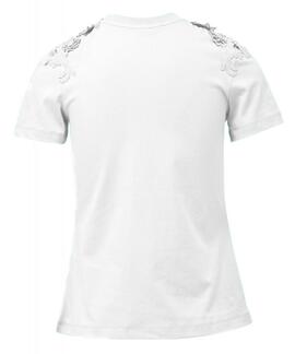 CAMISETA CON APLIQUES FLORALES 3D COLOR BLANCO