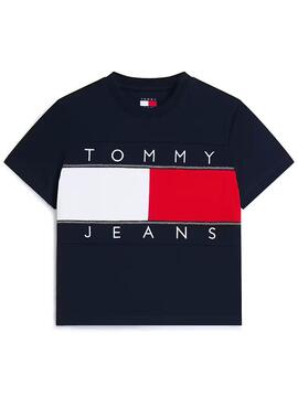 CAMISETA FLAG CON LOGO DE TOMMY REGULAR FIT DARK NIGHT NAVY