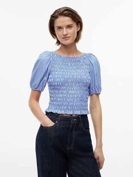 BLUSA FRUNCIDA DE RAYAS NOBLE BLUE / STRIPE