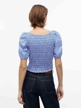BLUSA FRUNCIDA DE RAYAS NOBLE BLUE / STRIPE