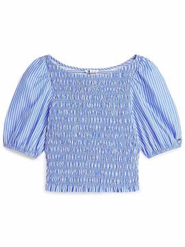 BLUSA FRUNCIDA DE RAYAS NOBLE BLUE / STRIPE