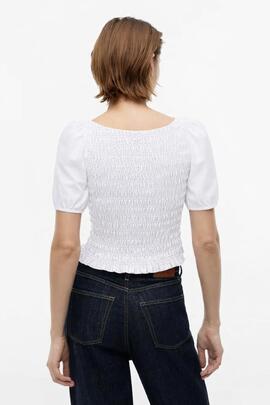 BLUSA FRUNCIDA DE RAYAS ECRU