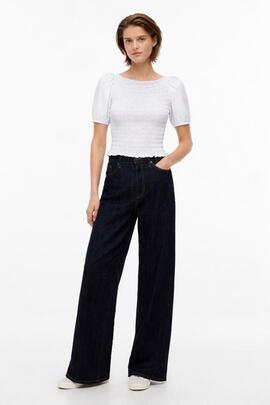 BLUSA FRUNCIDA DE RAYAS ECRU