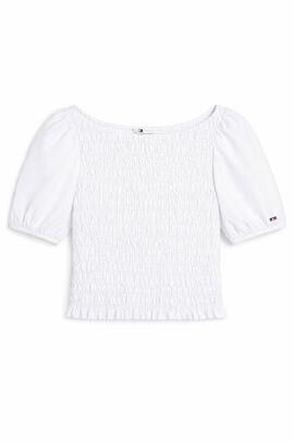 BLUSA FRUNCIDA DE RAYAS ECRU