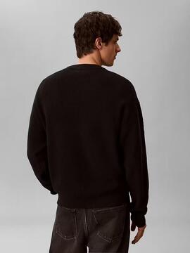 JERSEY EN PUNTO GOFRADO DE ALGODÓN RELAXED FIT BLACK