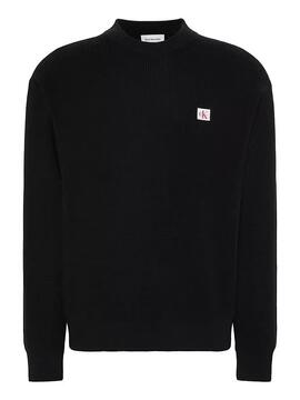 JERSEY EN PUNTO GOFRADO DE ALGODÓN RELAXED FIT BLACK