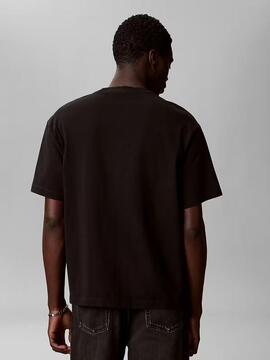 CAMISETA RELAXED FIT LINEN LOGO BLACK